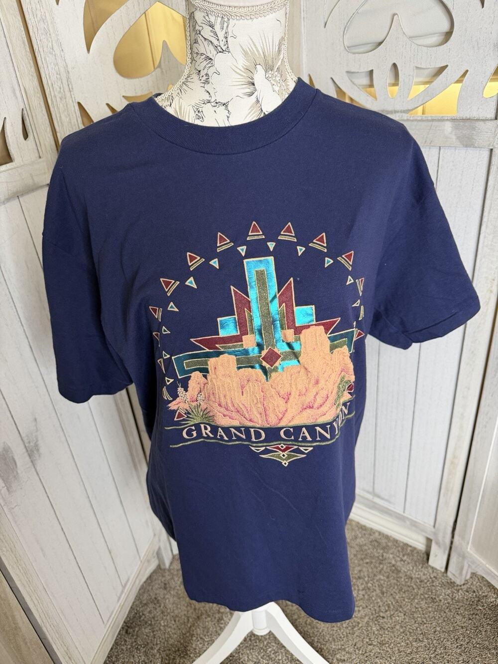 VTG Grand Canyon T-Shirt Unisex Large Blue Single Stitch National Parks Southwes